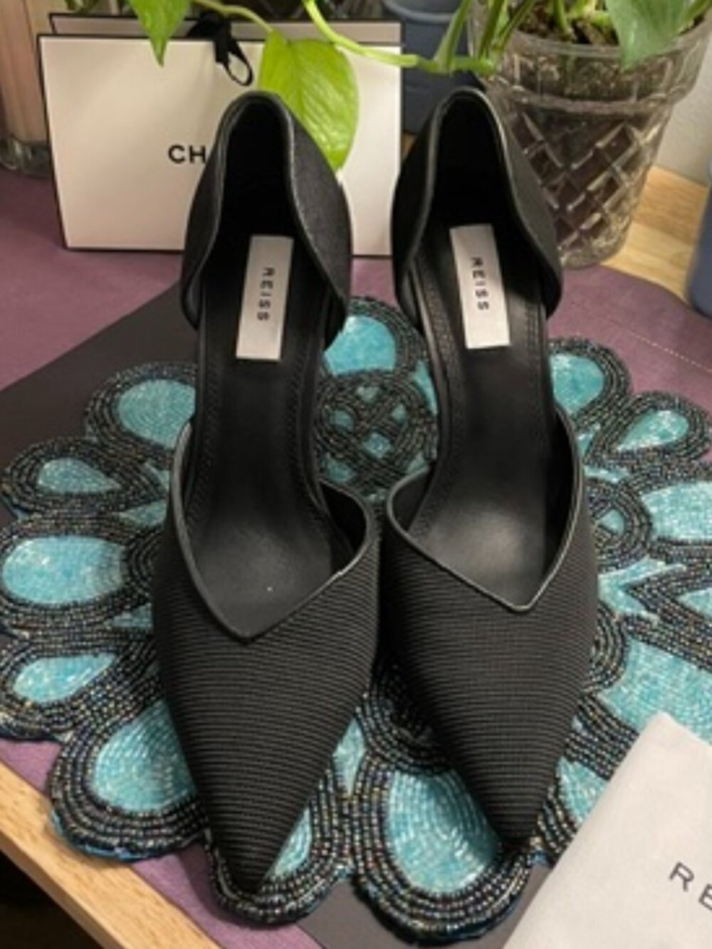 REISS Banyard Stiletto D'Orsay Pumps in Black Size US 7.5 / EU 38 Brand New NWT